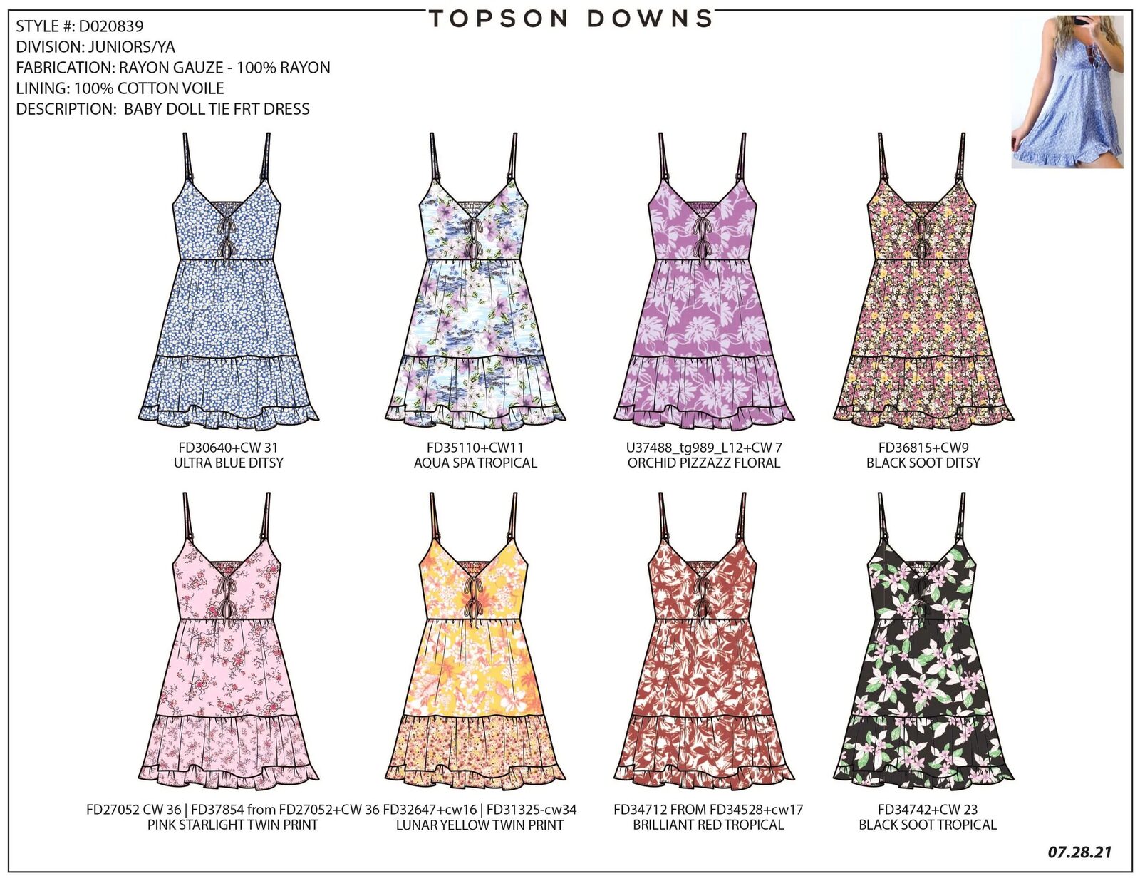 Baby doll tie front dress CAD